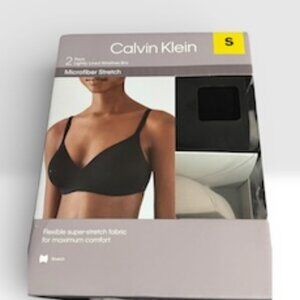 Calvin Klein 2 Pack Wirefree Bra Microfiber Stretch S NWT Black Fresh
